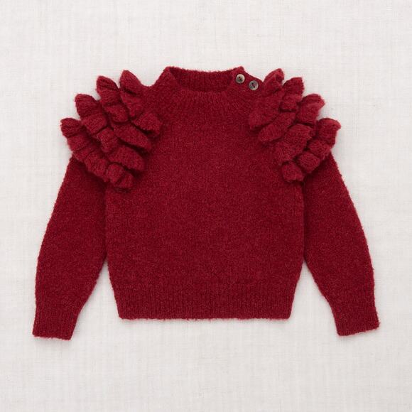 Misha & puff Boucle Ruffle Sweater - Cranberry | 4-5T - Picture 1 of 10